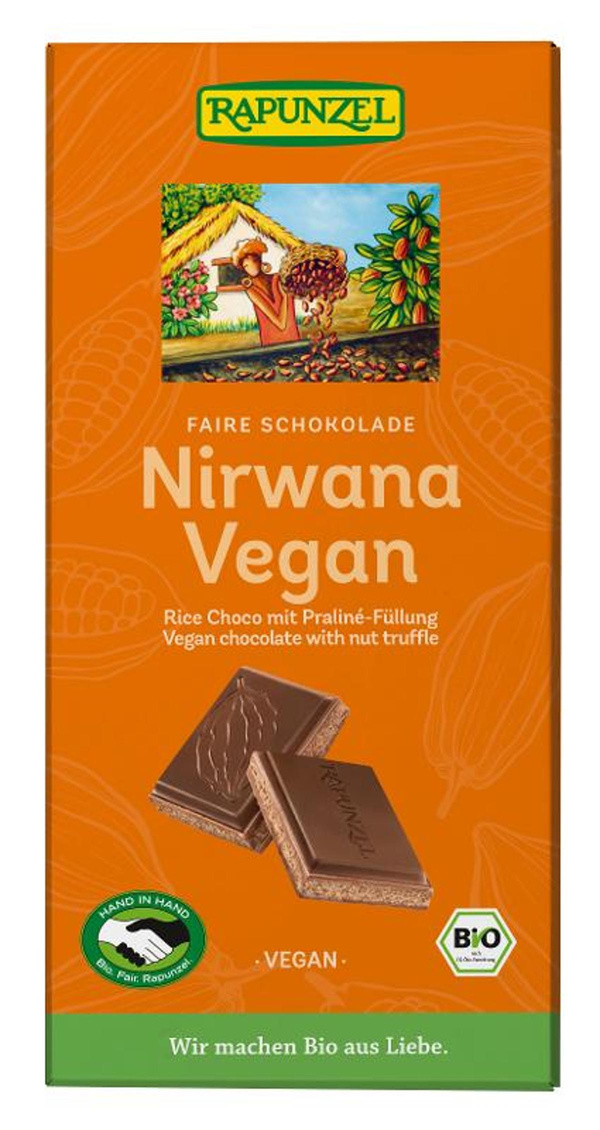 Produktfoto zu Nirwana Vegan Schokolade mit Pralinéfüllung 100g
