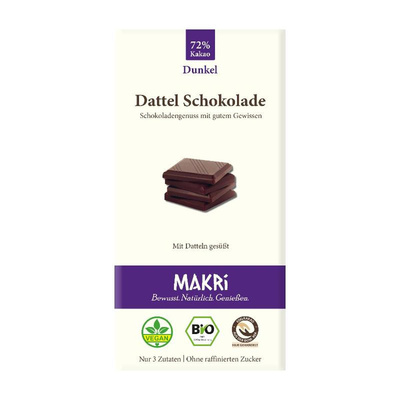 Produktfoto zu Dattel Schokolade Dunkel 72% 85g