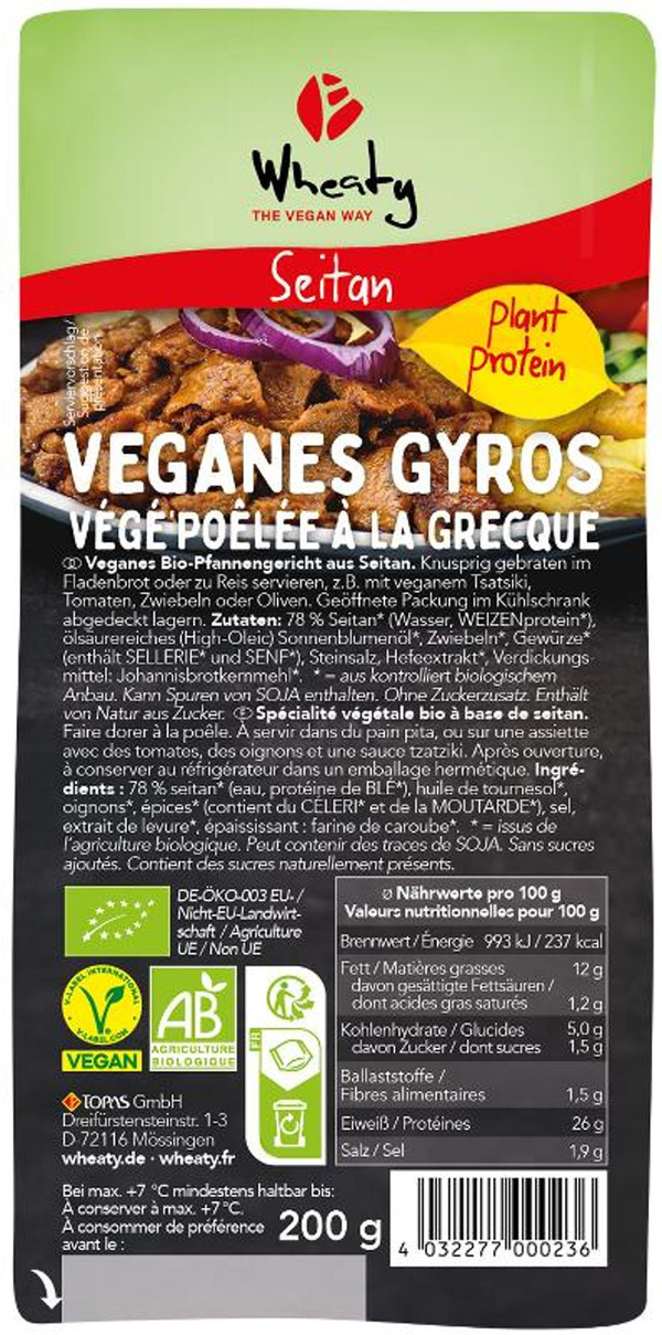 Produktfoto zu Wheaty Veganes Gyros 200g
