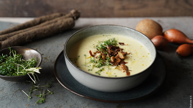 Rezeptbild für Schwarzwurzelsuppe mit Austernpilzen