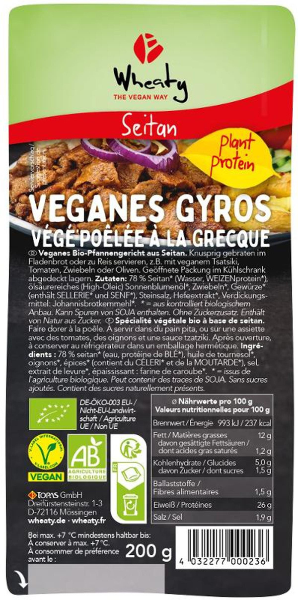 Produktfoto zu Wheaty Veganes Gyros 200g