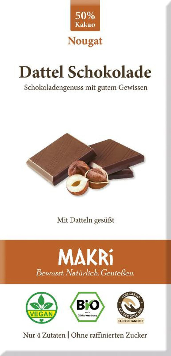 Produktfoto zu Dattel Schokolade Nougat 50% 85g