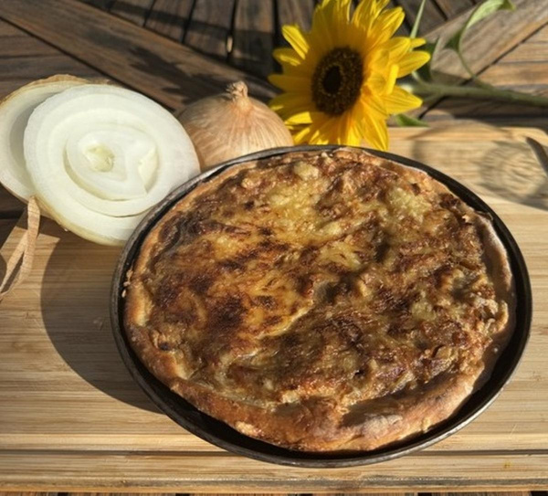 Produktfoto zu Zwiebelkuchen vegetarisch, rund, ca. 390g