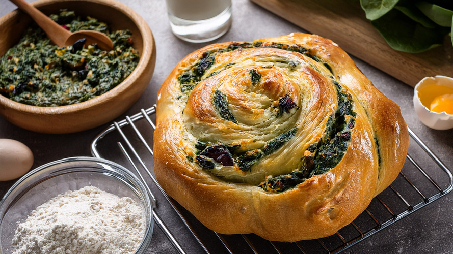 Rezeptbild für Spinatbrot mit Oliven