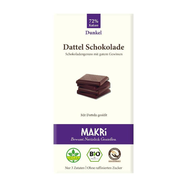 Produktfoto zu Dattel Schokolade Dunkel 72% 85g