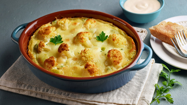 Rezeptbild für Kartoffel-Blumenkohl-Auflauf mit Käsebechamel