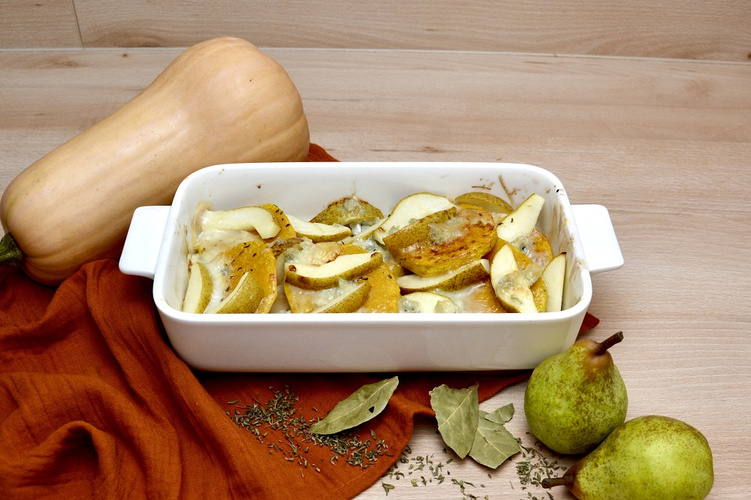 Rezeptbild für Butternut-Birnen-Gratin