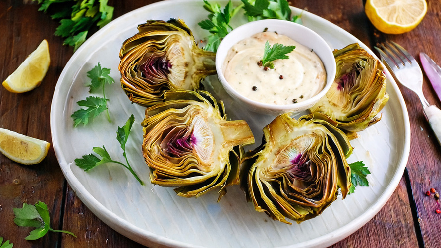 Rezeptbild für Artischocken mit Dip